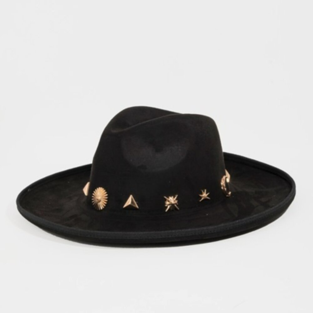 Mixed Metallic Charms Fedora Hat